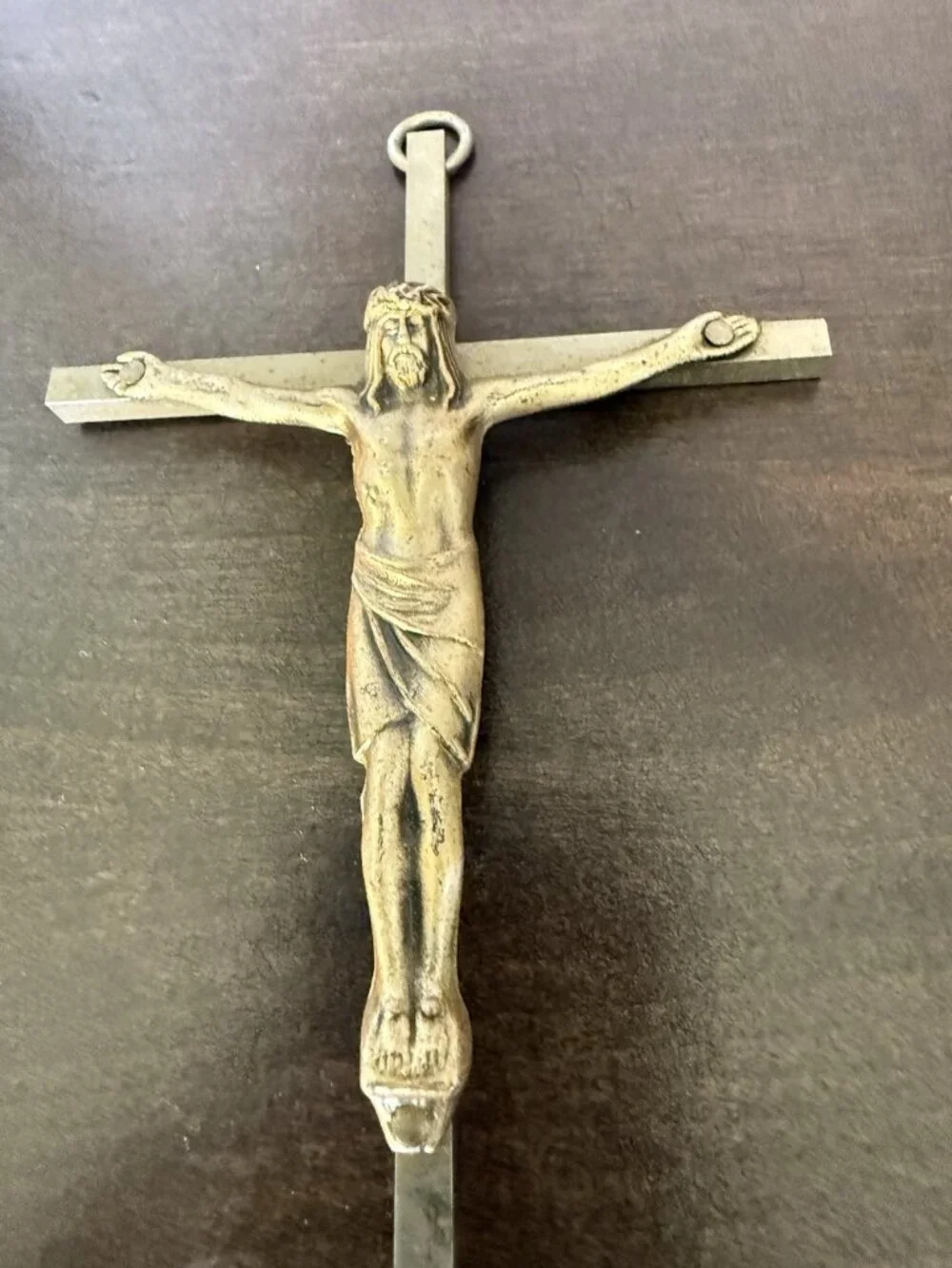 Vintage INRI Brass Crucifix Cross Wall Hanging Jesus Christ Religious 10